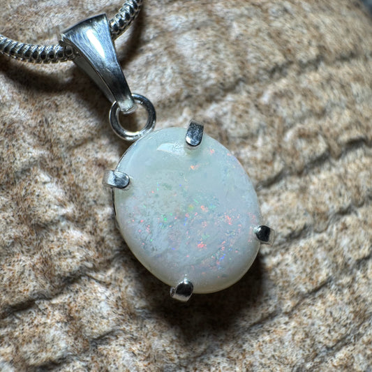 'Banksia Glow' ~ Handcrafted 1.4ct Solid Coober Pedy Opal Sterling Silver Pendant Necklace