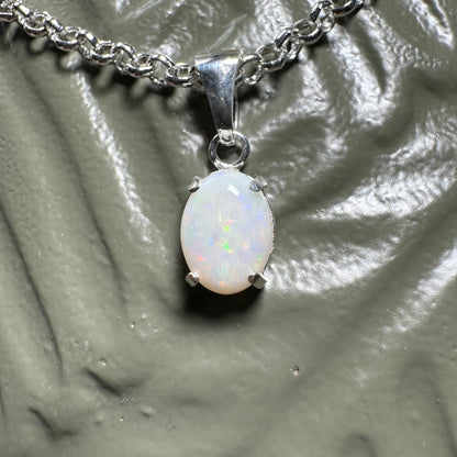 'Three Sisters Shine' ~ Handcrafted 0.9ct Solid Coober Pedy Opal Sterling Silver Pendant Necklace