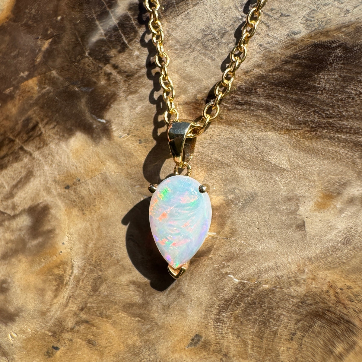 1ct Coober Pedy Opal Pendant Necklace ~ 'Kalgoorlie Gold' | 14ct Yellow Gold | Solid Australian Opal