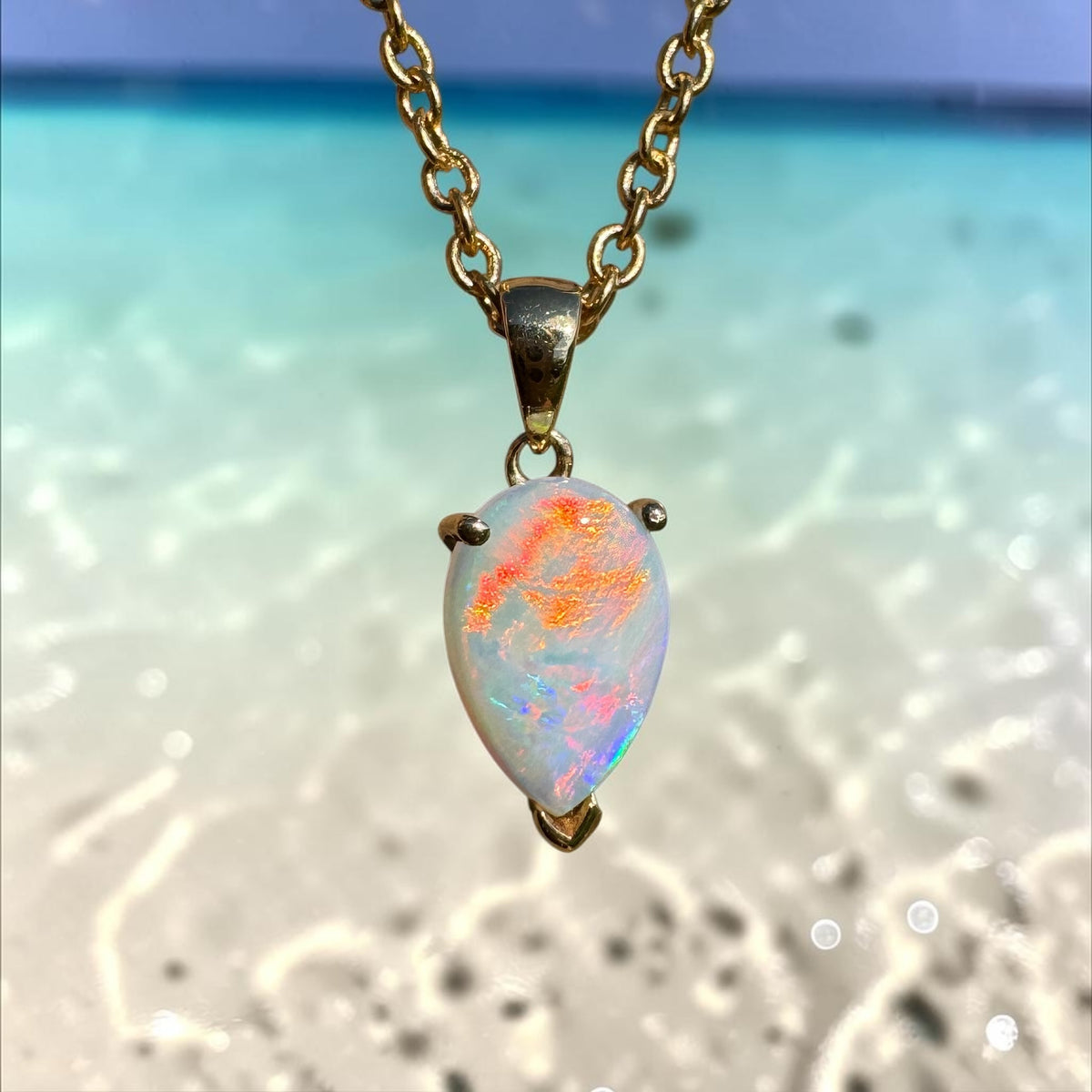 1ct Coober Pedy Opal Pendant Necklace ~ 'Kalgoorlie Gold' | 14ct Yellow Gold | Solid Australian Opal