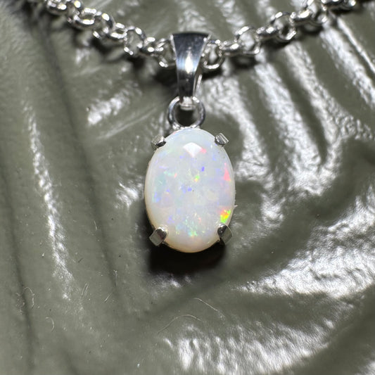 'Cape Byron Light' ~ Handcrafted 0.8ct Solid Coober Pedy Opal Sterling Silver Pendant Necklace