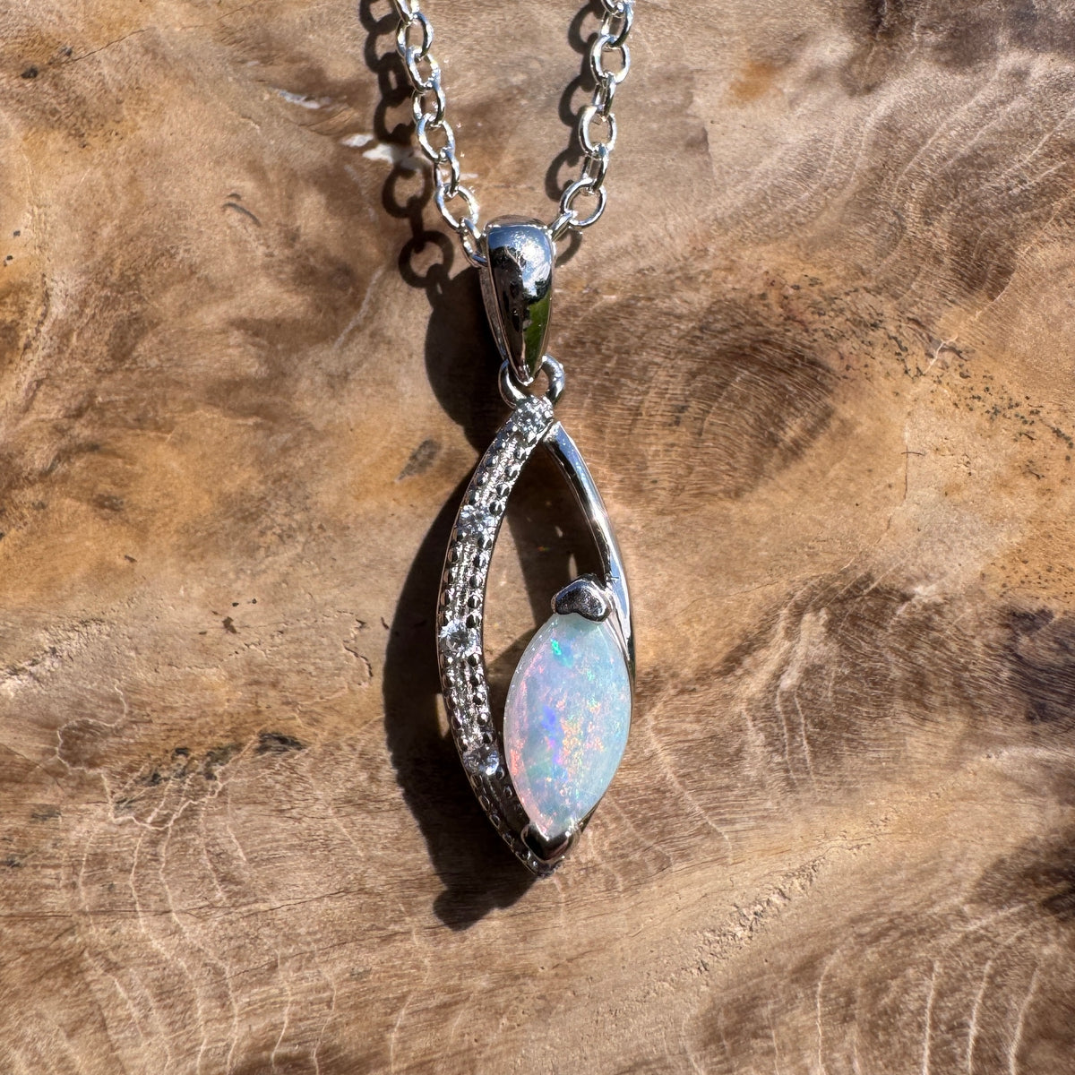 0.4ct Coober Pedy Opal Pendant Necklace ~ 'Lake Argyle Spark' | 925 Sterling Silver | Solid Australian Opal