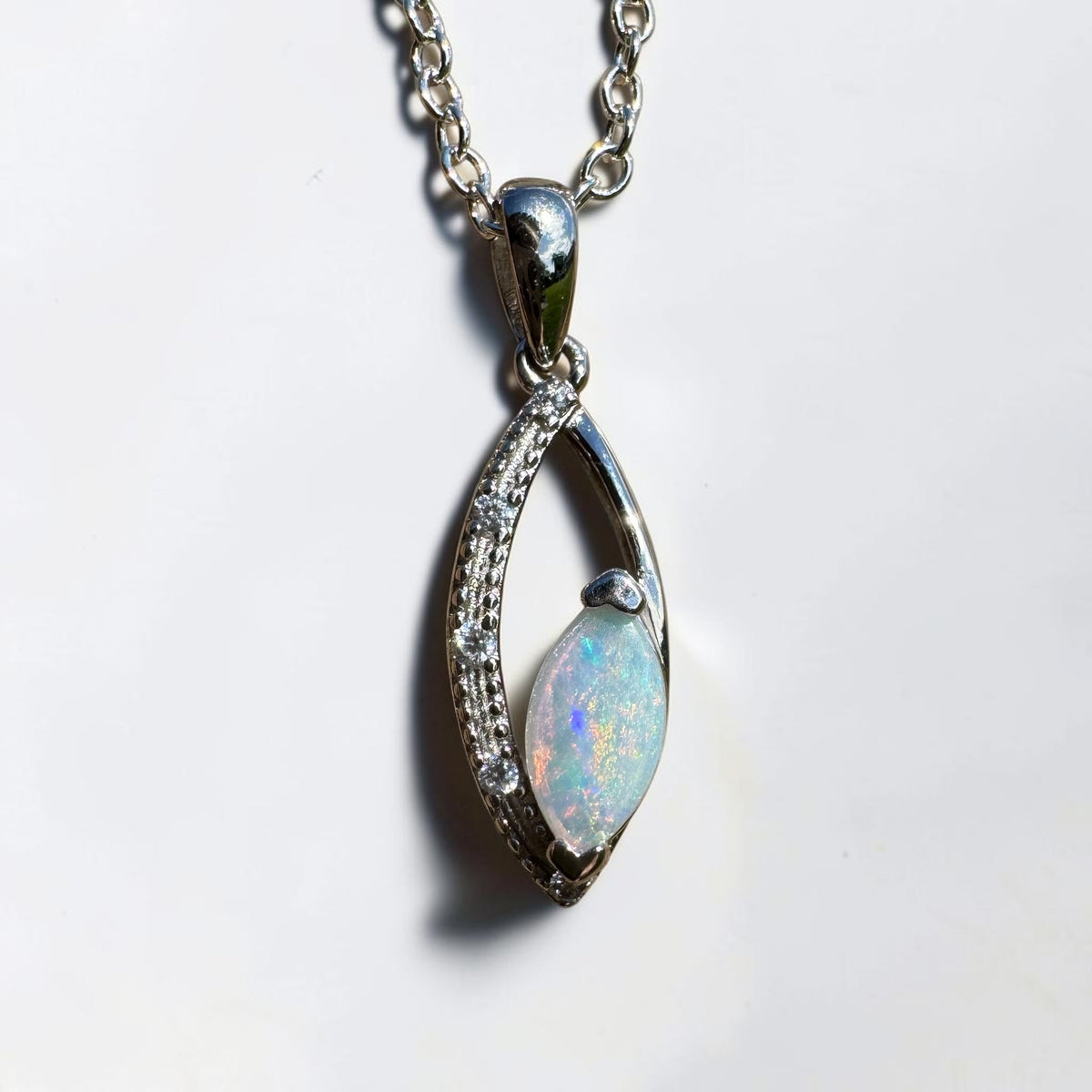 0.4ct Coober Pedy Opal Pendant Necklace ~ 'Lake Argyle Spark' | 925 Sterling Silver | Solid Australian Opal