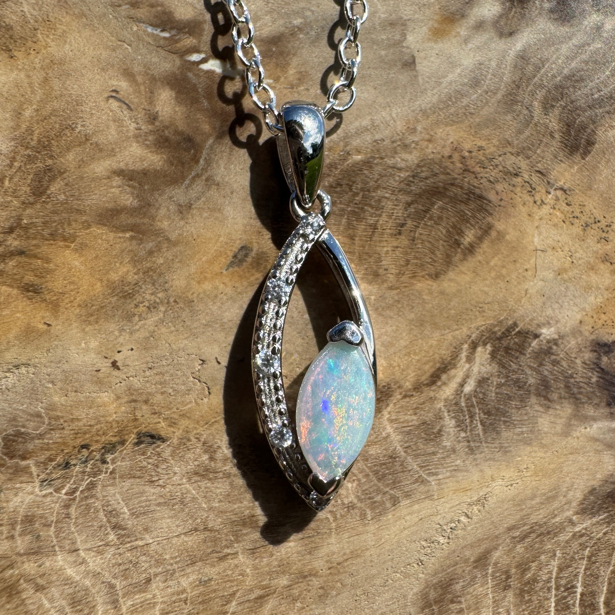 0.4ct Coober Pedy Opal Pendant Necklace ~ 'Lake Argyle Spark' | 925 Sterling Silver | Solid Australian Opal