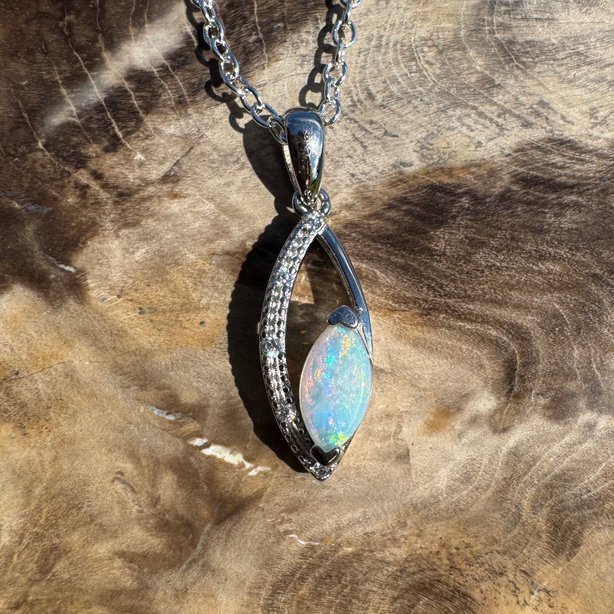 0.4ct Coober Pedy Opal Pendant Necklace ~ 'Lake Argyle Spark' | 925 Sterling Silver | Solid Australian Opal