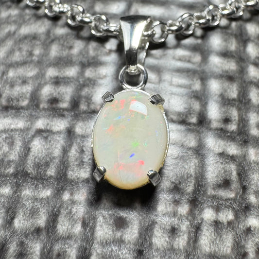 'Grevillea Glow' ~ Handcrafted 0.9ct Solid Coober Pedy Opal Sterling Silver Pendant Necklace