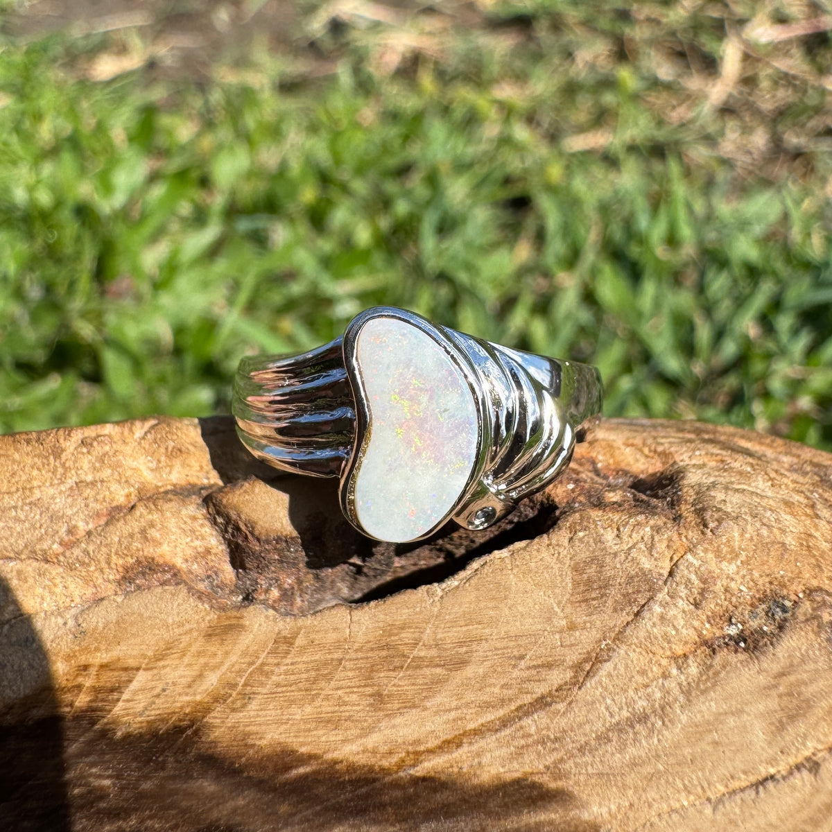 1ct Coober Pedy Opal Ring ~ 'Walhalla Firelight' | 925 Sterling Silver | Solid Australian Opal