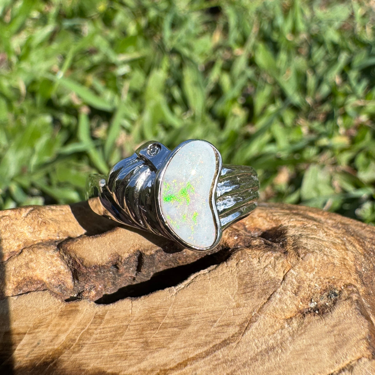 1ct Coober Pedy Opal Ring ~ 'Walhalla Firelight' | 925 Sterling Silver | Solid Australian Opal