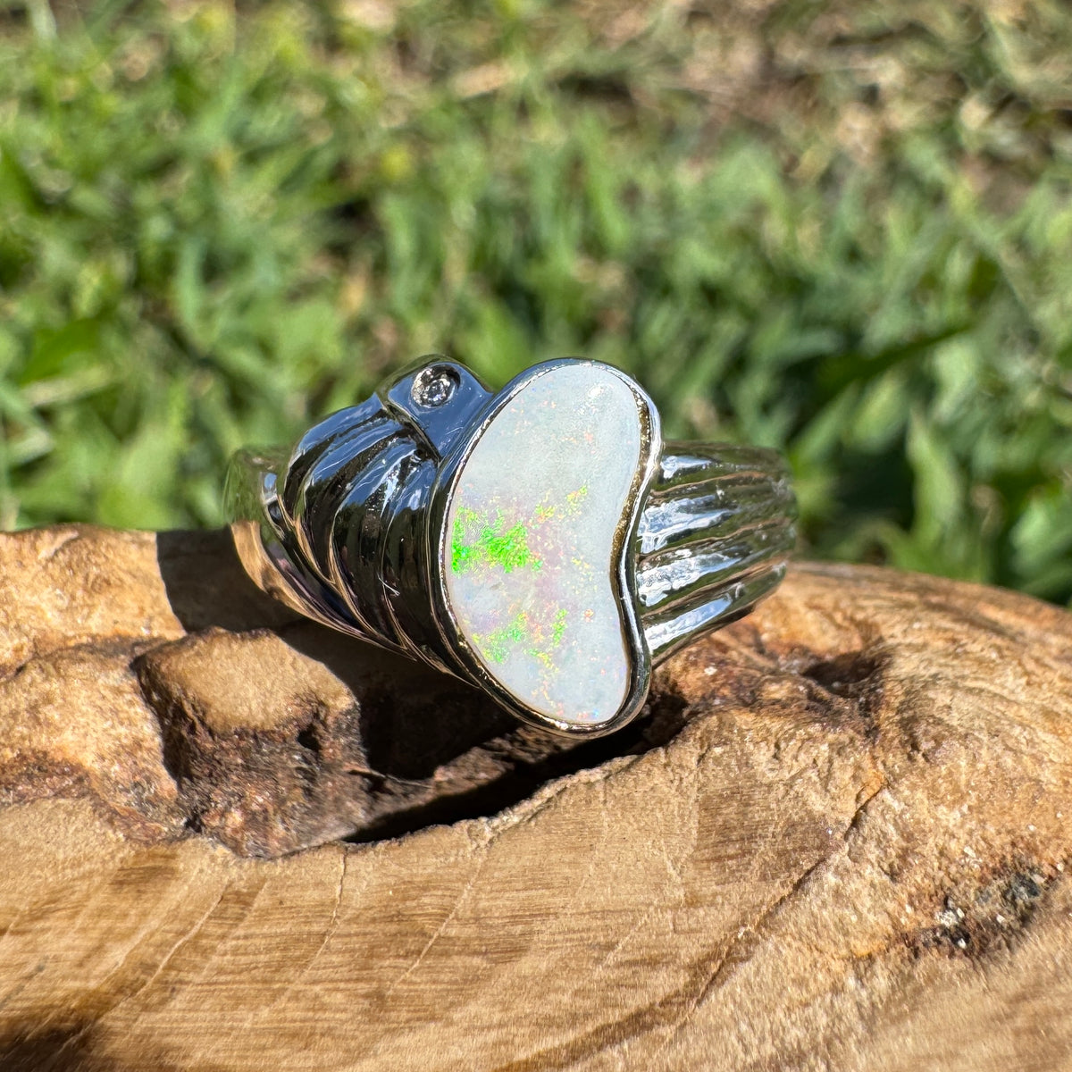 1ct Coober Pedy Opal Ring ~ 'Walhalla Firelight' | 925 Sterling Silver | Solid Australian Opal