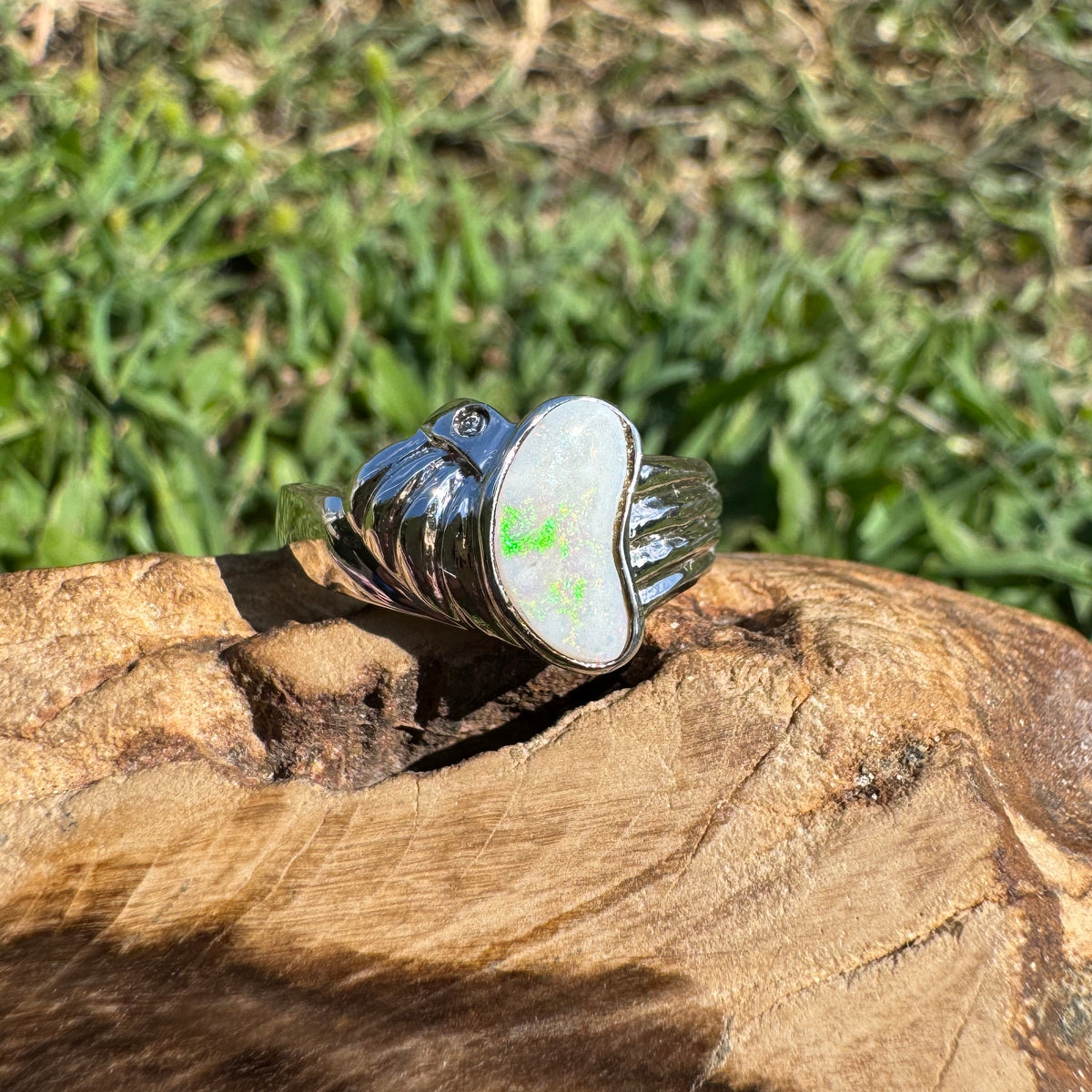 1ct Coober Pedy Opal Ring ~ 'Walhalla Firelight' | 925 Sterling Silver | Solid Australian Opal