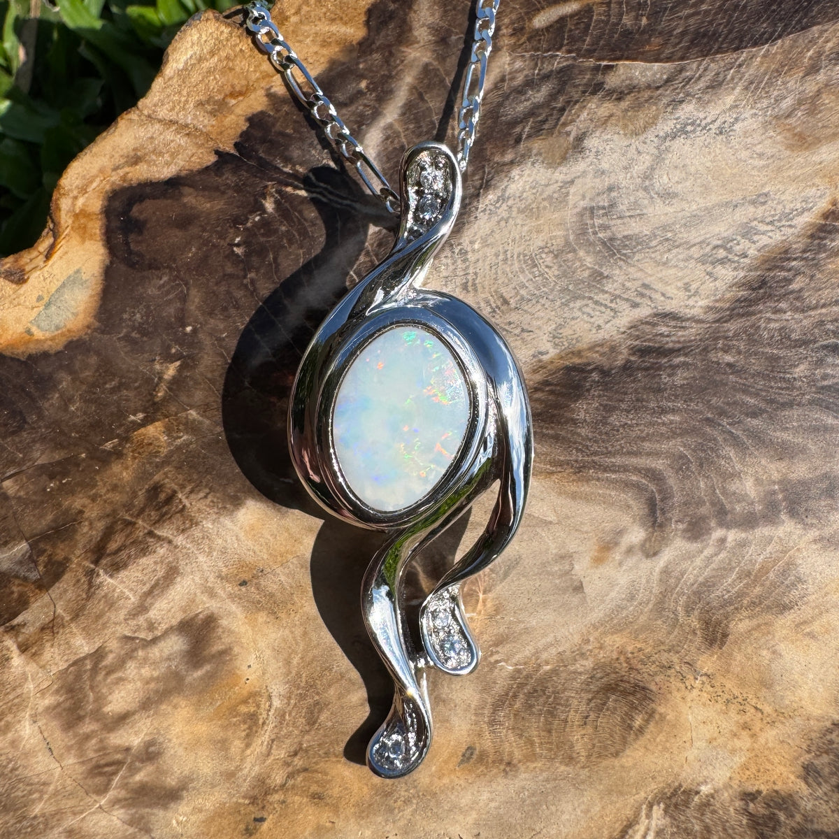 2.6ct Coober Pedy Opal Pendant Necklace ~ 'Wollemi Spectrum' | 925 Sterling Silver | Solid Australian Opal