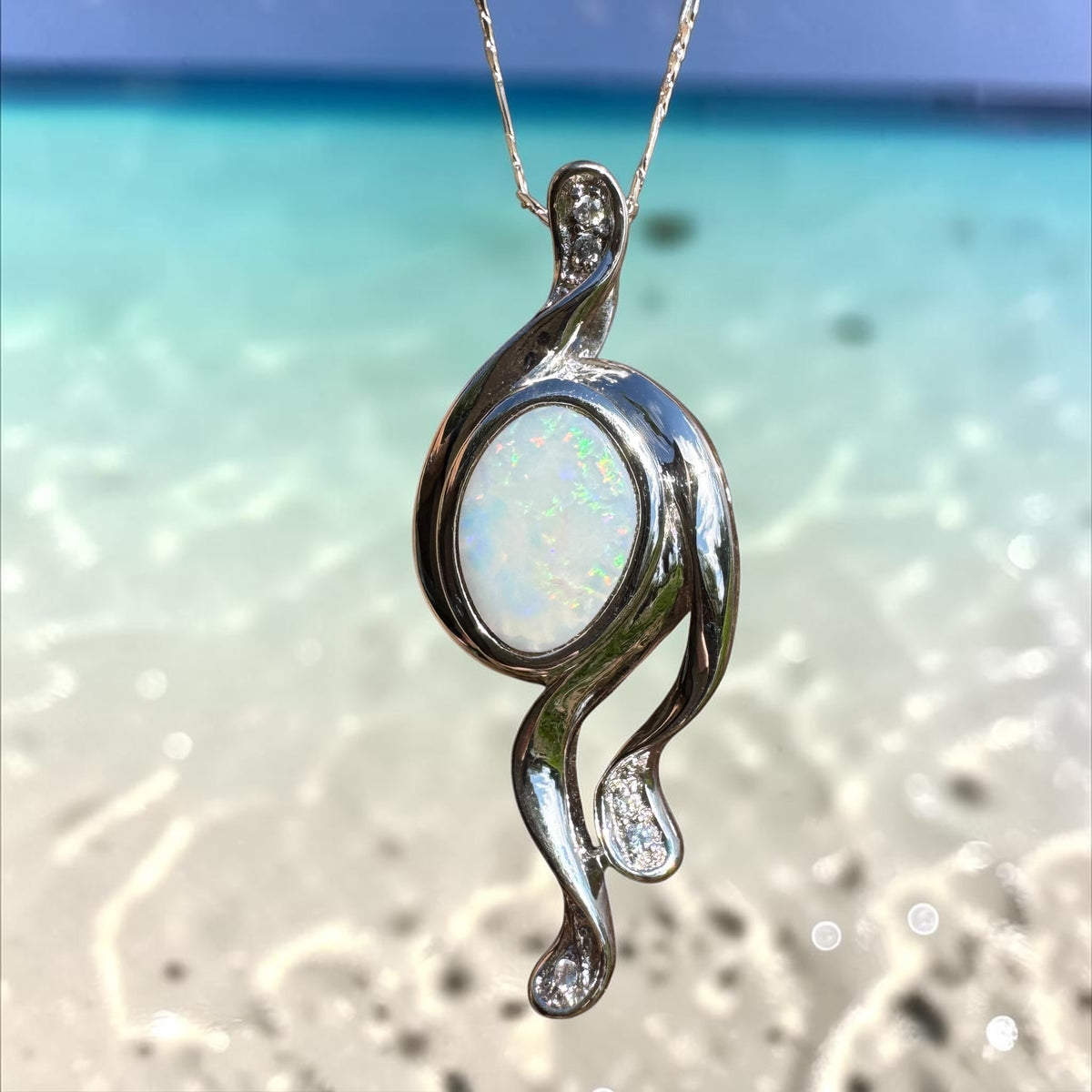 2.6ct Coober Pedy Opal Pendant Necklace ~ 'Wollemi Spectrum' | 925 Sterling Silver | Solid Australian Opal