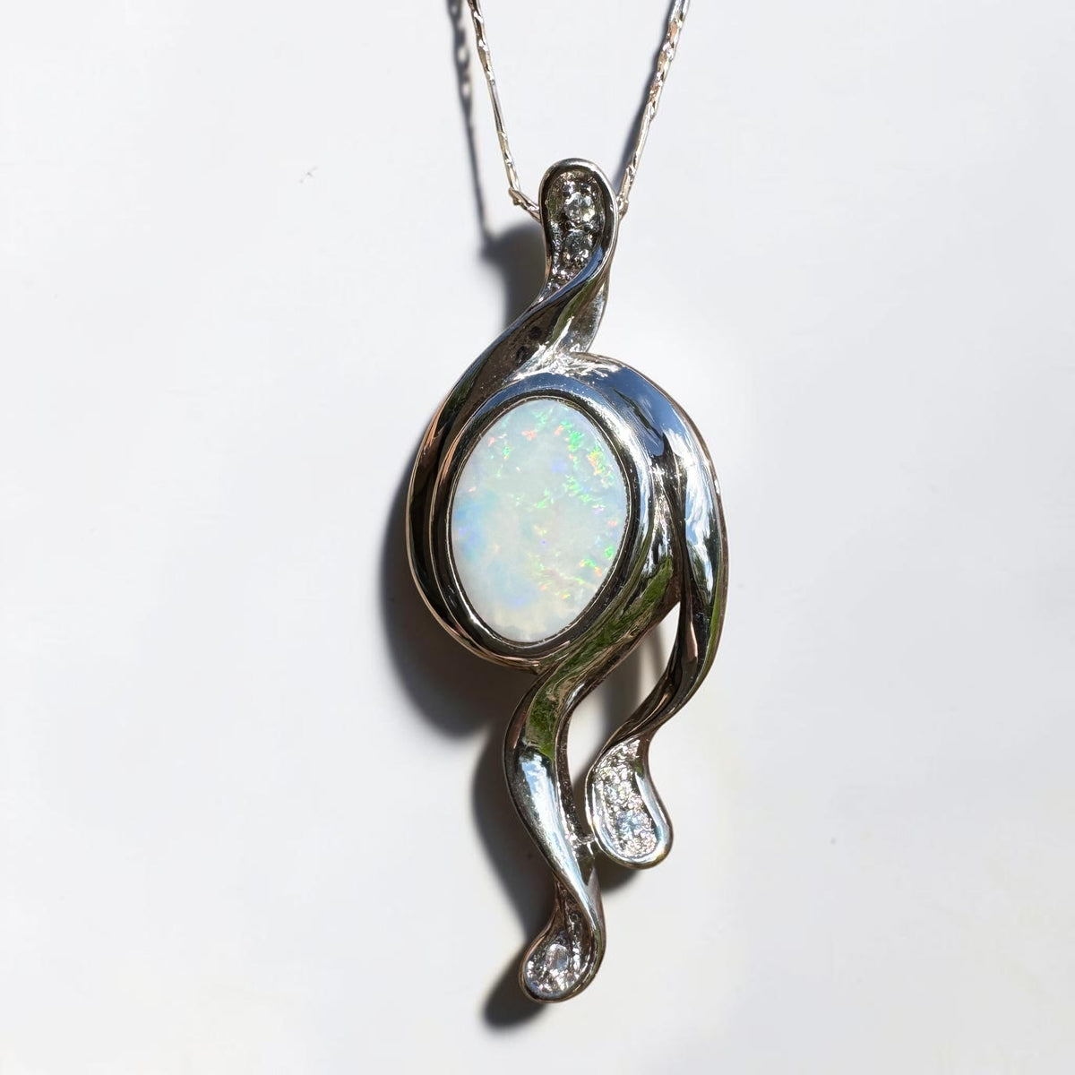 2.6ct Coober Pedy Opal Pendant Necklace ~ 'Wollemi Spectrum' | 925 Sterling Silver | Solid Australian Opal