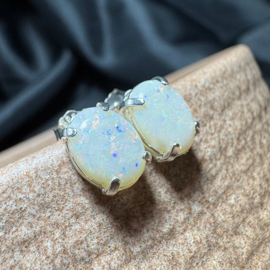 'South Cape Bay Shine' ~ Handcrafted 1.6ct Solid Coober Pedy Opal Earrings