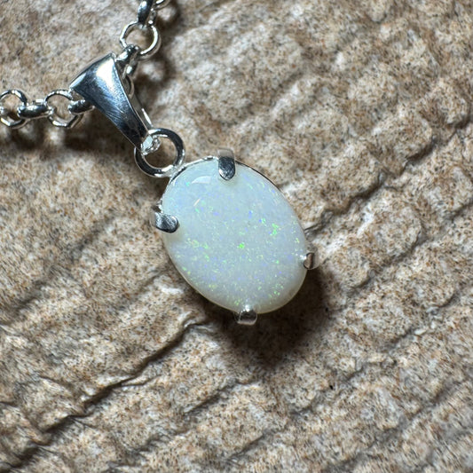 'Flinders Range Glow' ~ Handcrafted 1.4ct Solid Coober Pedy Opal Sterling Silver Pendant Necklace