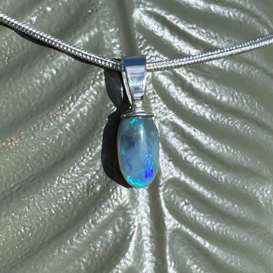 ‘Moon Shadow' ~ Handcrafted 1.2ct Solid Lightning Ridge Opal Sterling Silver Pendant