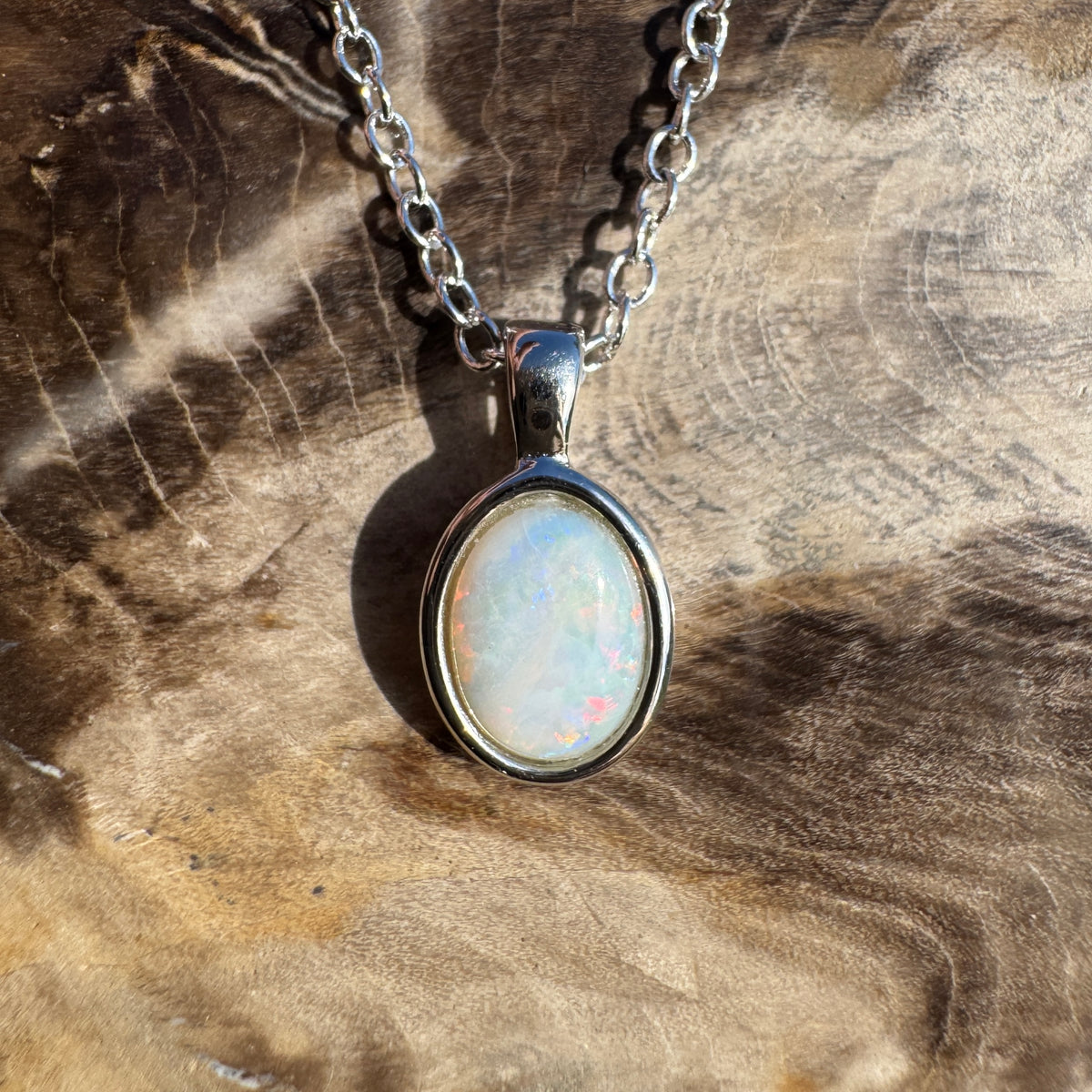 0.9ct Coober Pedy Opal Pendant Necklace ~ 'Ormiston Gorge Glow' | Yellow Gold Coated 925 Sterling Silver | Solid Australian Opal