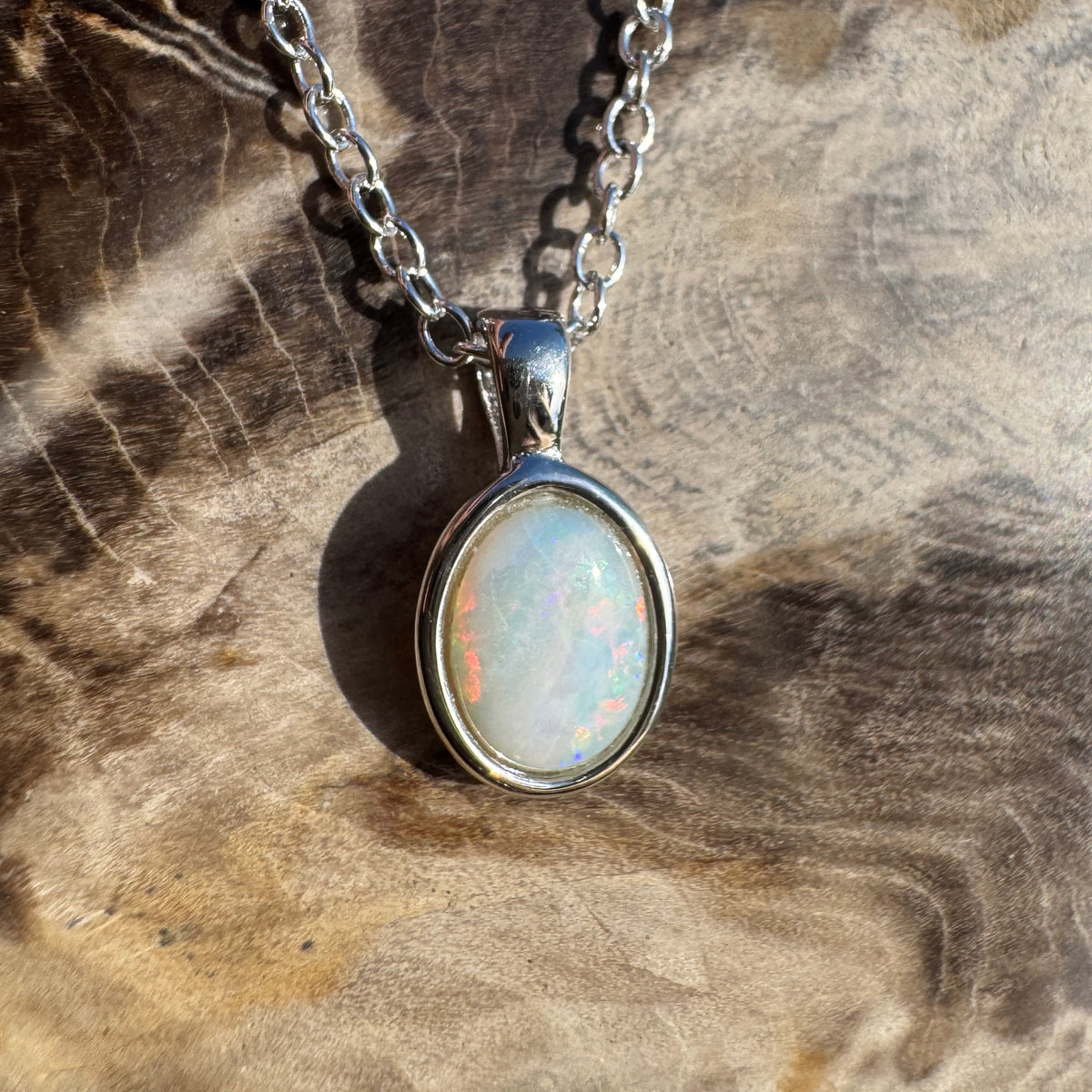 0.9ct Coober Pedy Opal Pendant Necklace ~ 'Ormiston Gorge Glow' | Yellow Gold Coated 925 Sterling Silver | Solid Australian Opal