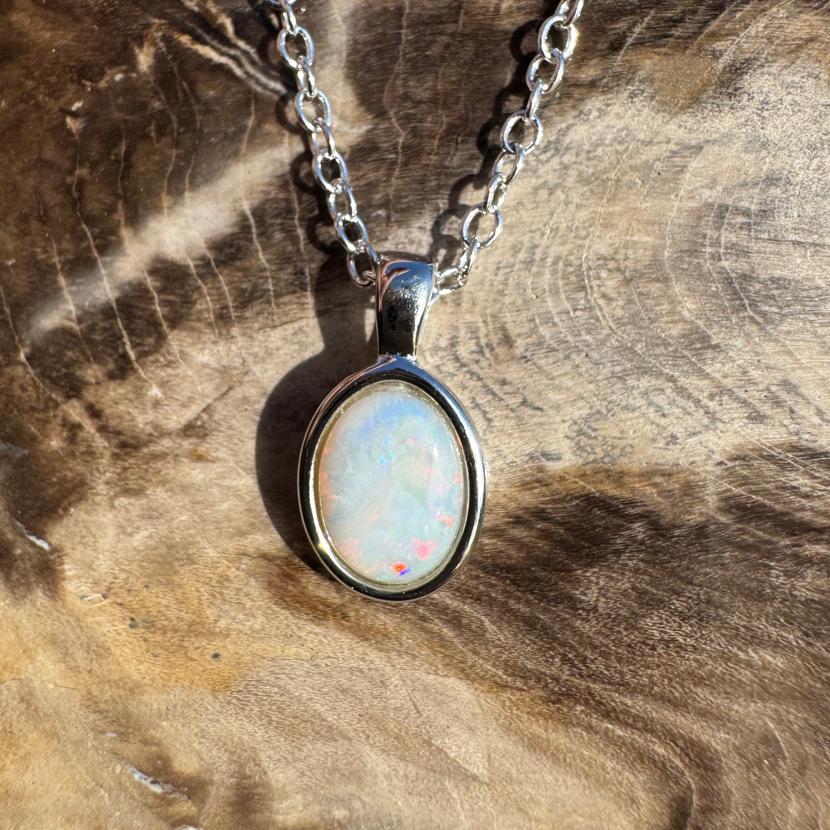 0.9ct Coober Pedy Opal Pendant Necklace ~ 'Ormiston Gorge Glow' | Yellow Gold Coated 925 Sterling Silver | Solid Australian Opal