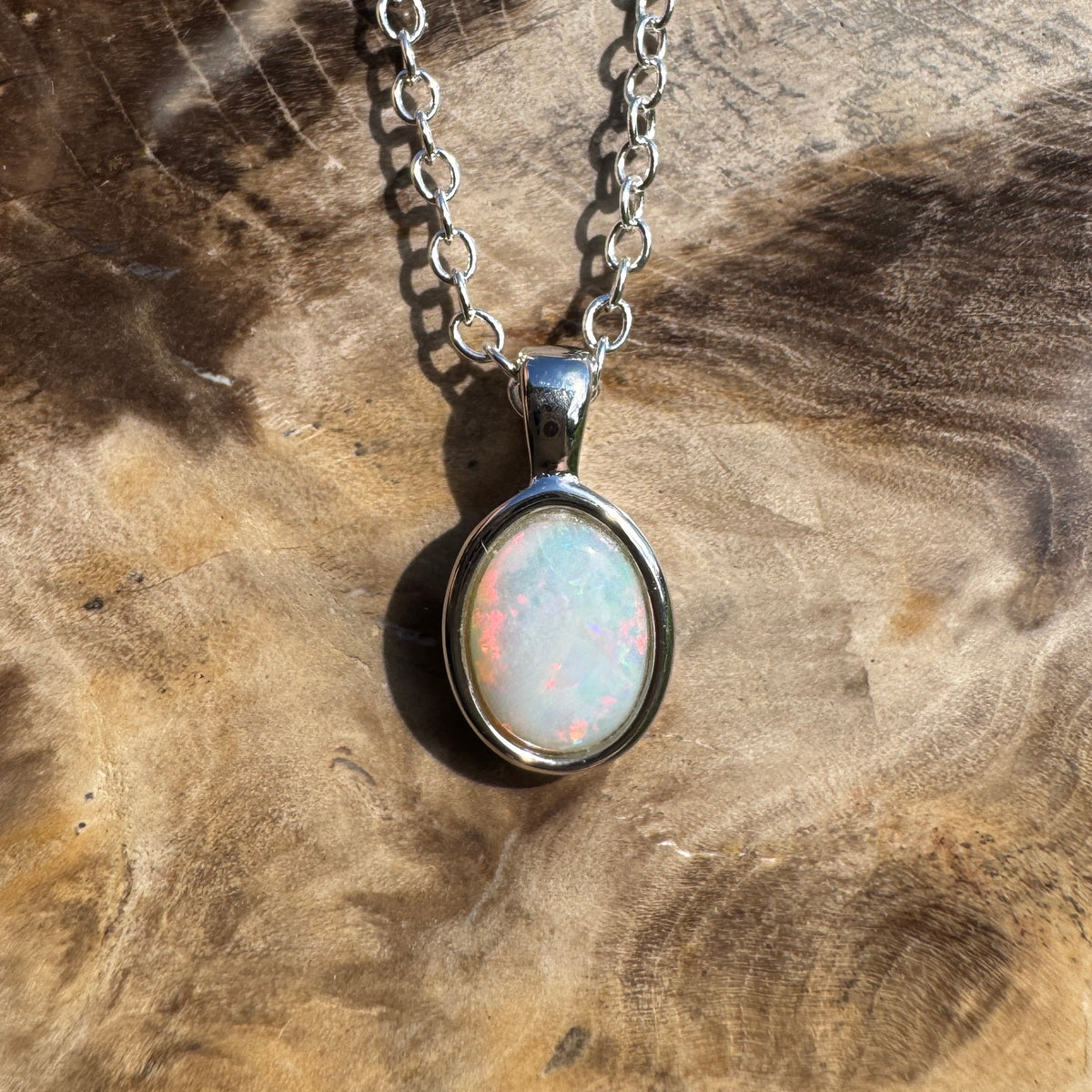 0.9ct Coober Pedy Opal Pendant Necklace ~ 'Ormiston Gorge Glow' | Yellow Gold Coated 925 Sterling Silver | Solid Australian Opal
