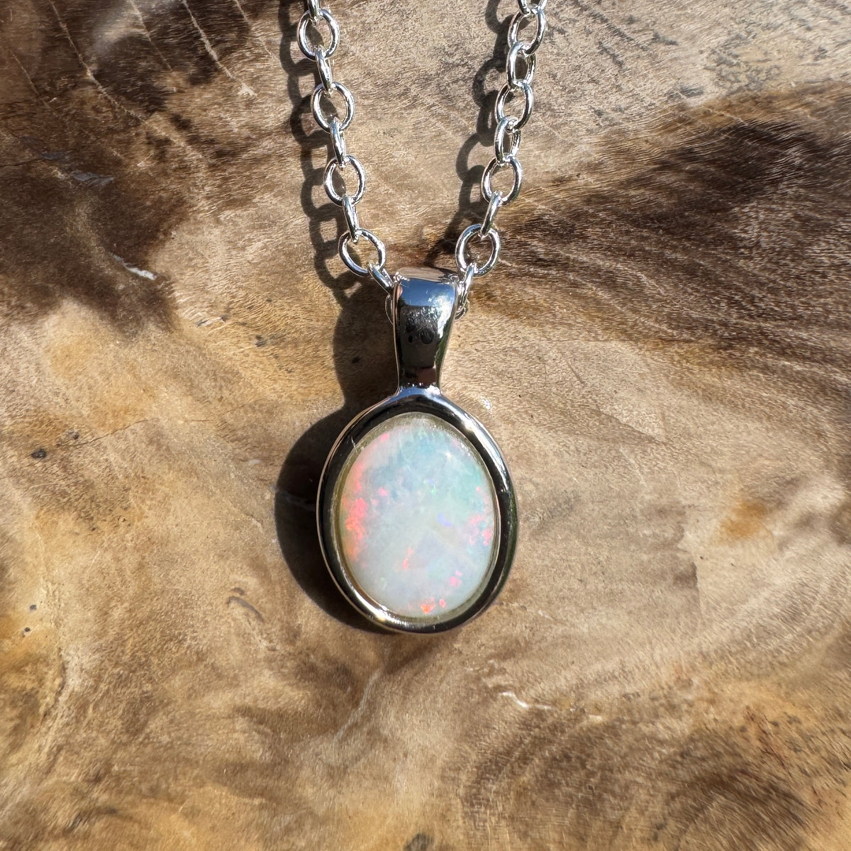 0.9ct Coober Pedy Opal Pendant Necklace ~ 'Ormiston Gorge Glow' | Yellow Gold Coated 925 Sterling Silver | Solid Australian Opal