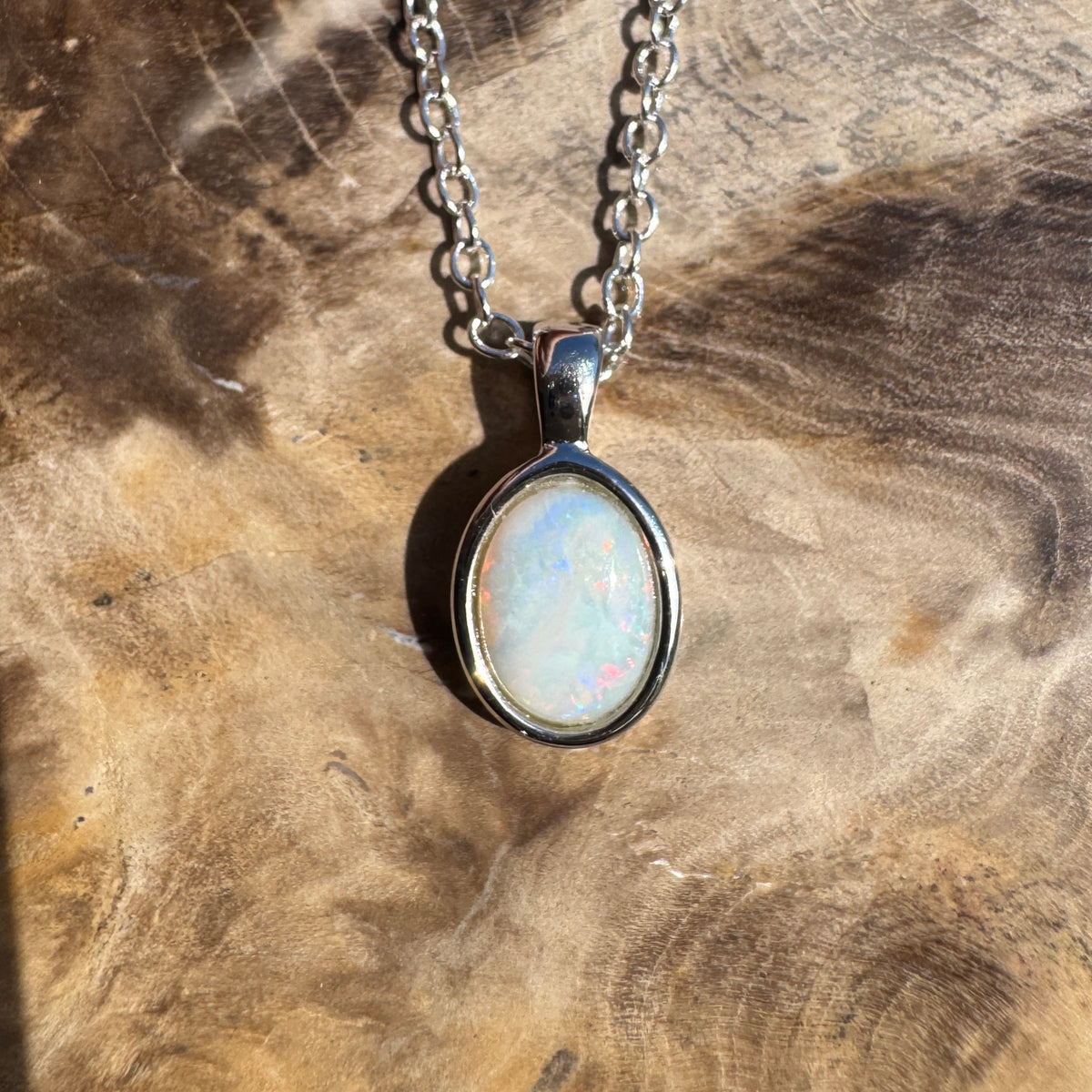 0.9ct Coober Pedy Opal Pendant Necklace ~ 'Ormiston Gorge Glow' | Yellow Gold Coated 925 Sterling Silver | Solid Australian Opal