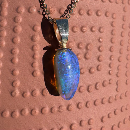 'Airlie Waters' ~ Handcrafted 9ct Solid Gold 2ct Lightning Ridge Opal Pendant