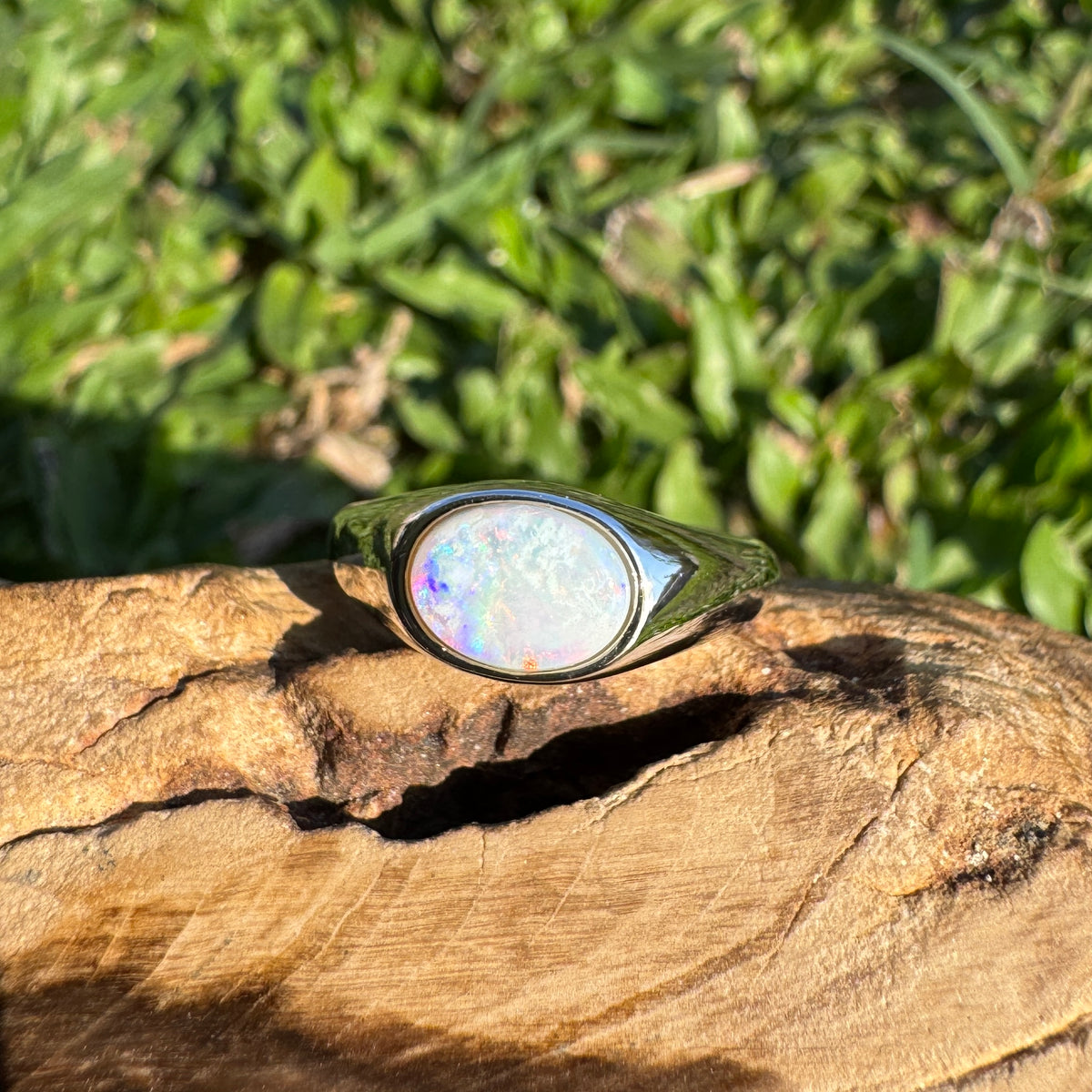 1.1ct Coober Pedy Opal Ring ~ 'Beauty Point Gleam' | 925 Sterling Silver | Solid Australian Opal
