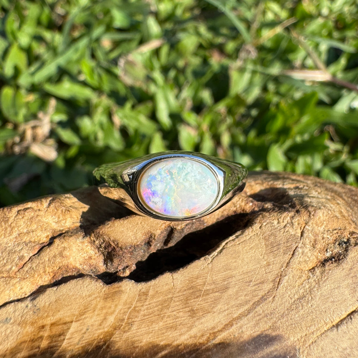 1.1ct Coober Pedy Opal Ring ~ 'Beauty Point Gleam' | 925 Sterling Silver | Solid Australian Opal
