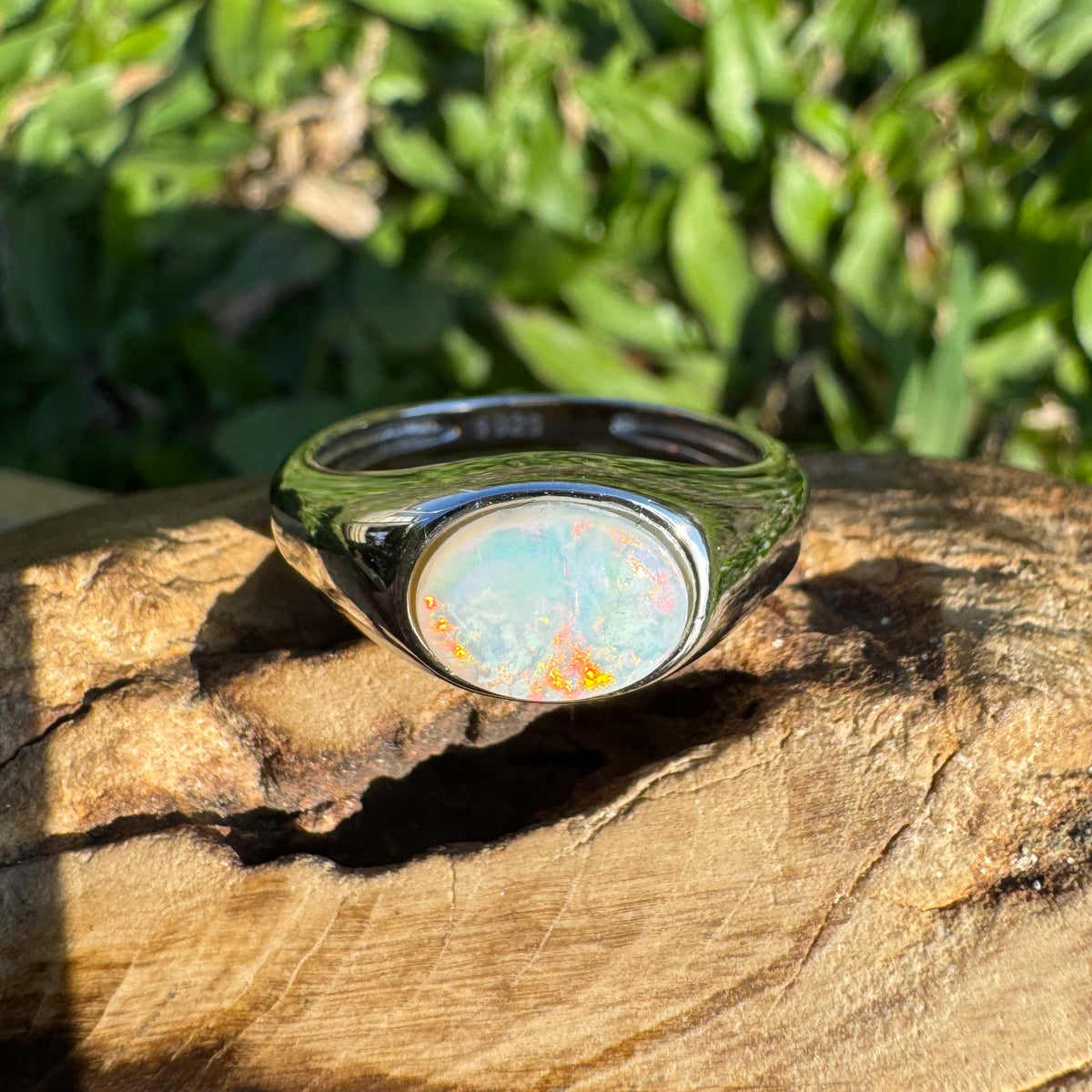 1.1ct Coober Pedy Opal Ring ~ 'Beauty Point Gleam' | 925 Sterling Silver | Solid Australian Opal