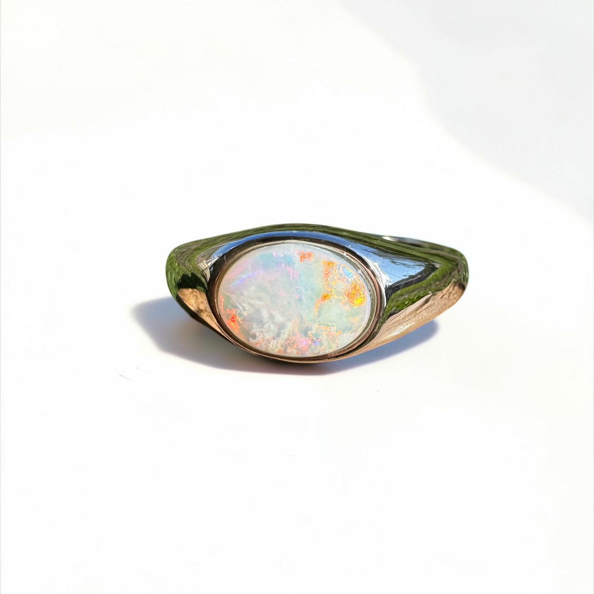 1.1ct Coober Pedy Opal Ring ~ 'Beauty Point Gleam' | 925 Sterling Silver | Solid Australian Opal