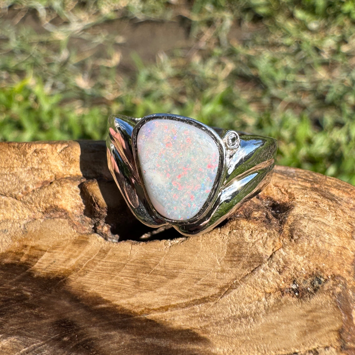 1.2ct Coober Pedy Opal Ring ~ 'Point Lookout Glow' | 925 Sterling Silver | Solid Australian Opal