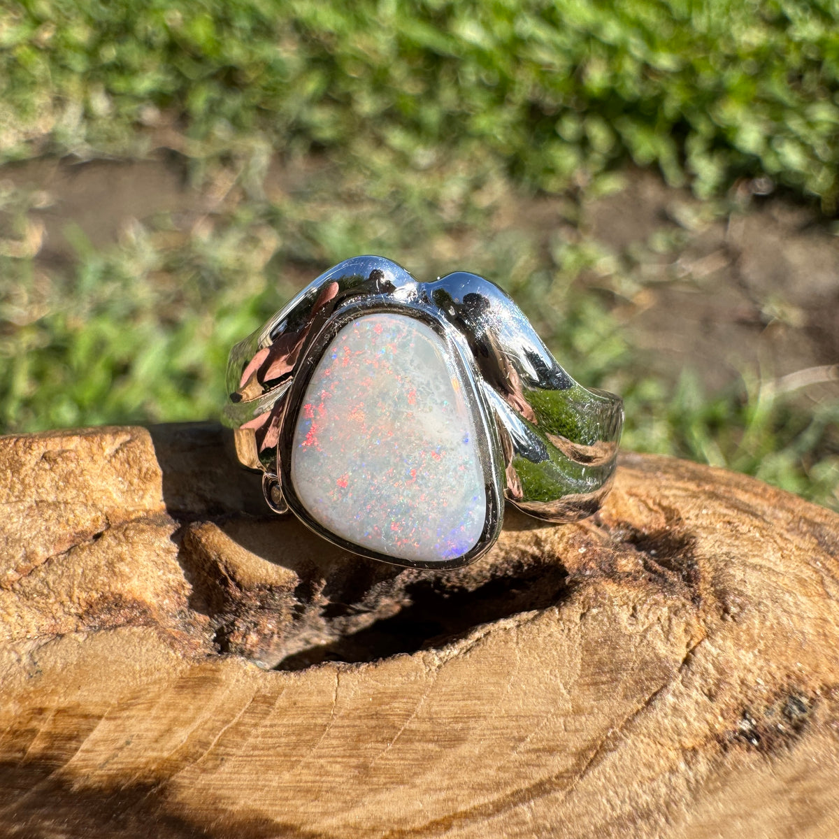 1.2ct Coober Pedy Opal Ring ~ 'Point Lookout Glow' | 925 Sterling Silver | Solid Australian Opal