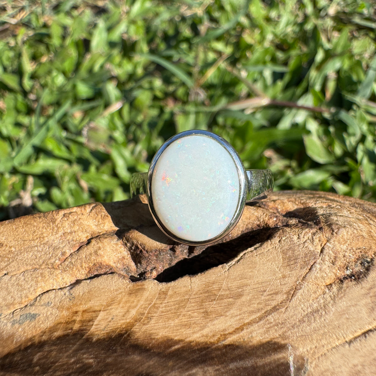 2.5ct Coober Pedy Opal Ring ~ 'Hyden Firelight' | 925 Sterling Silver | Solid Australian Opal