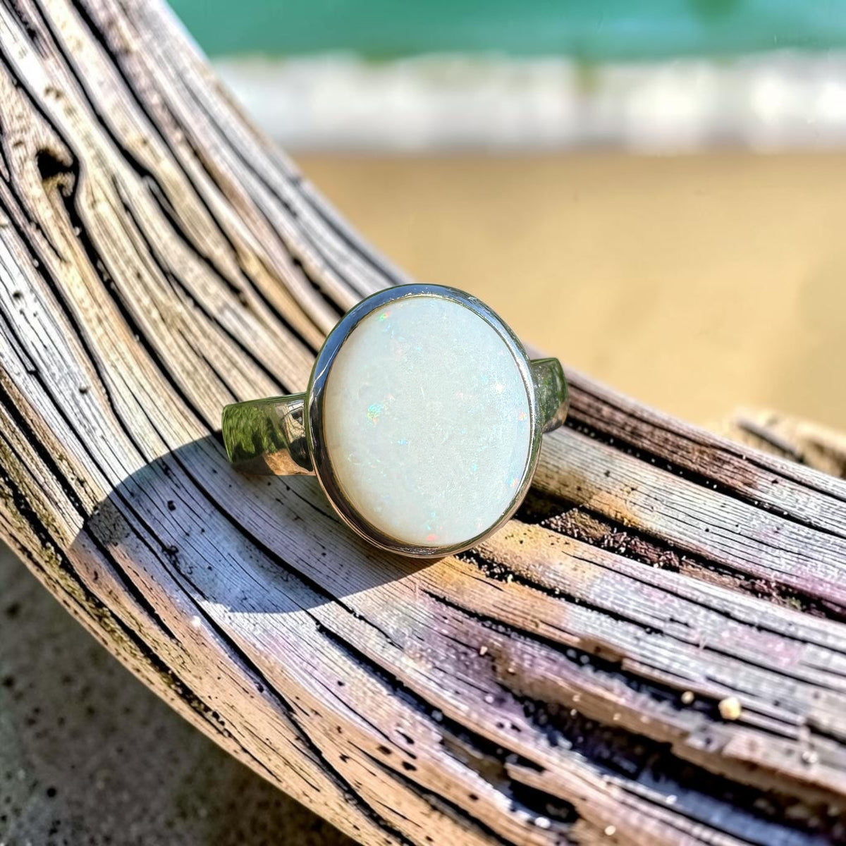 2.5ct Coober Pedy Opal Ring ~ 'Hyden Firelight' | 925 Sterling Silver | Solid Australian Opal