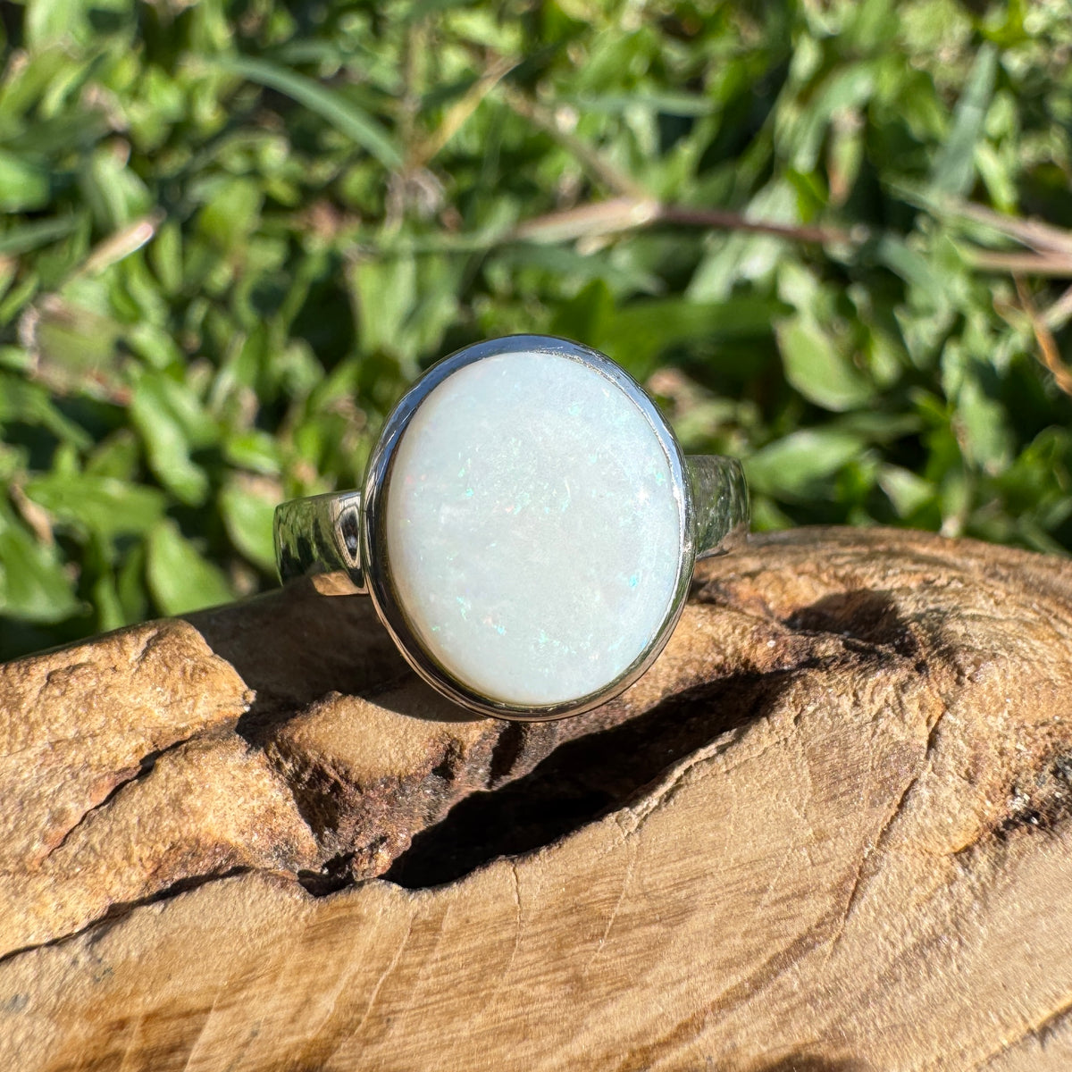 2.5ct Coober Pedy Opal Ring ~ 'Hyden Firelight' | 925 Sterling Silver | Solid Australian Opal