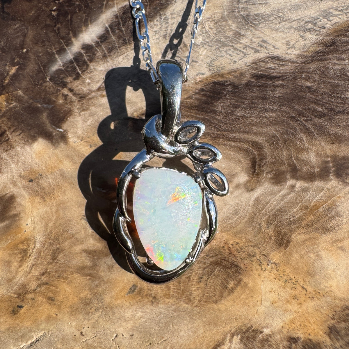 2.8ct Coober Pedy Opal Pendant Necklace ~ 'Kings Canyon Colour' | 925 Sterling Silver | Solid Australian Opal