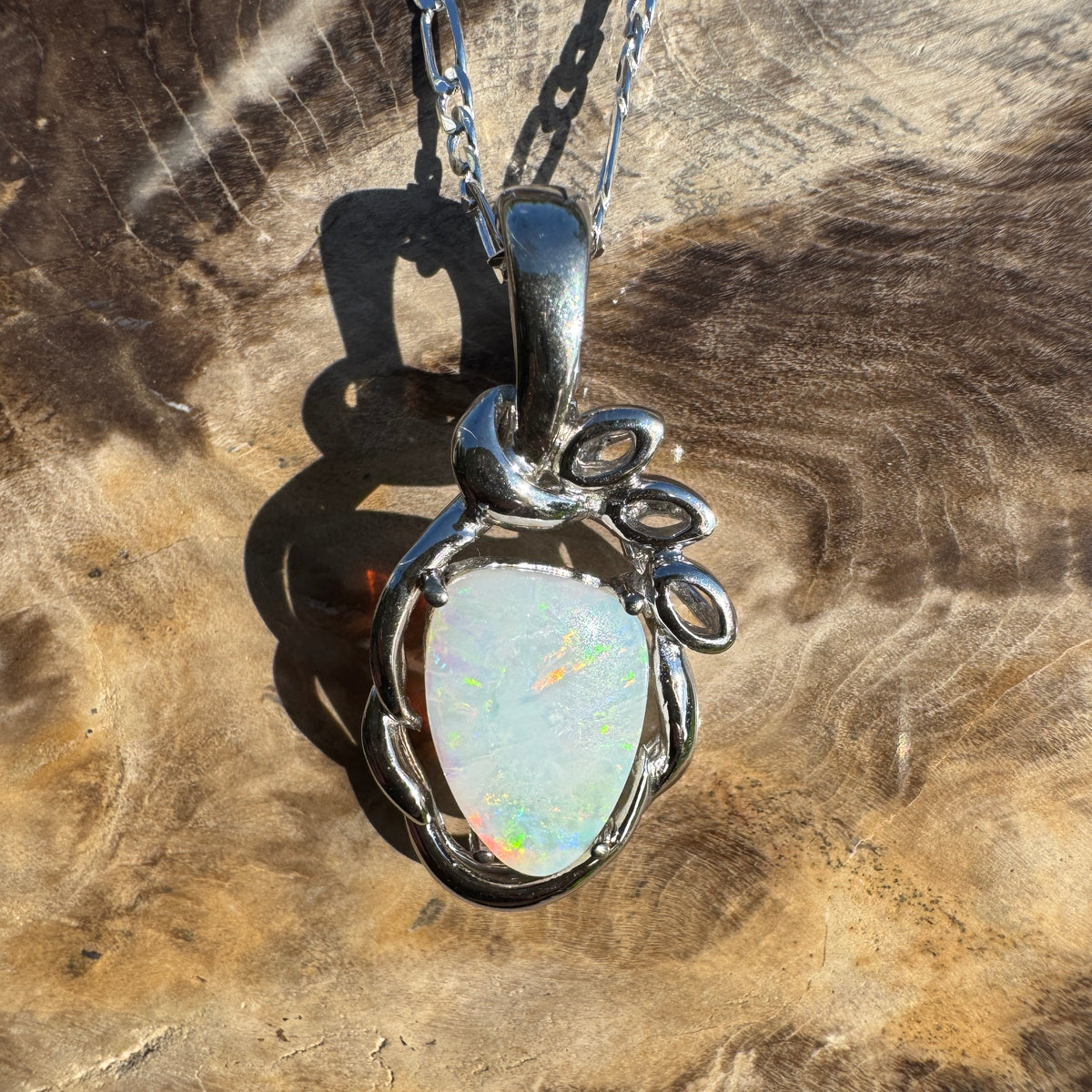 2.8ct Coober Pedy Opal Pendant Necklace ~ 'Kings Canyon Colour' | 925 Sterling Silver | Solid Australian Opal