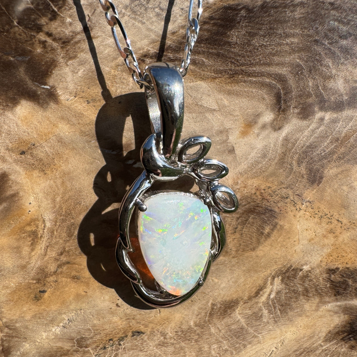 2.8ct Coober Pedy Opal Pendant Necklace ~ 'Kings Canyon Colour' | 925 Sterling Silver | Solid Australian Opal
