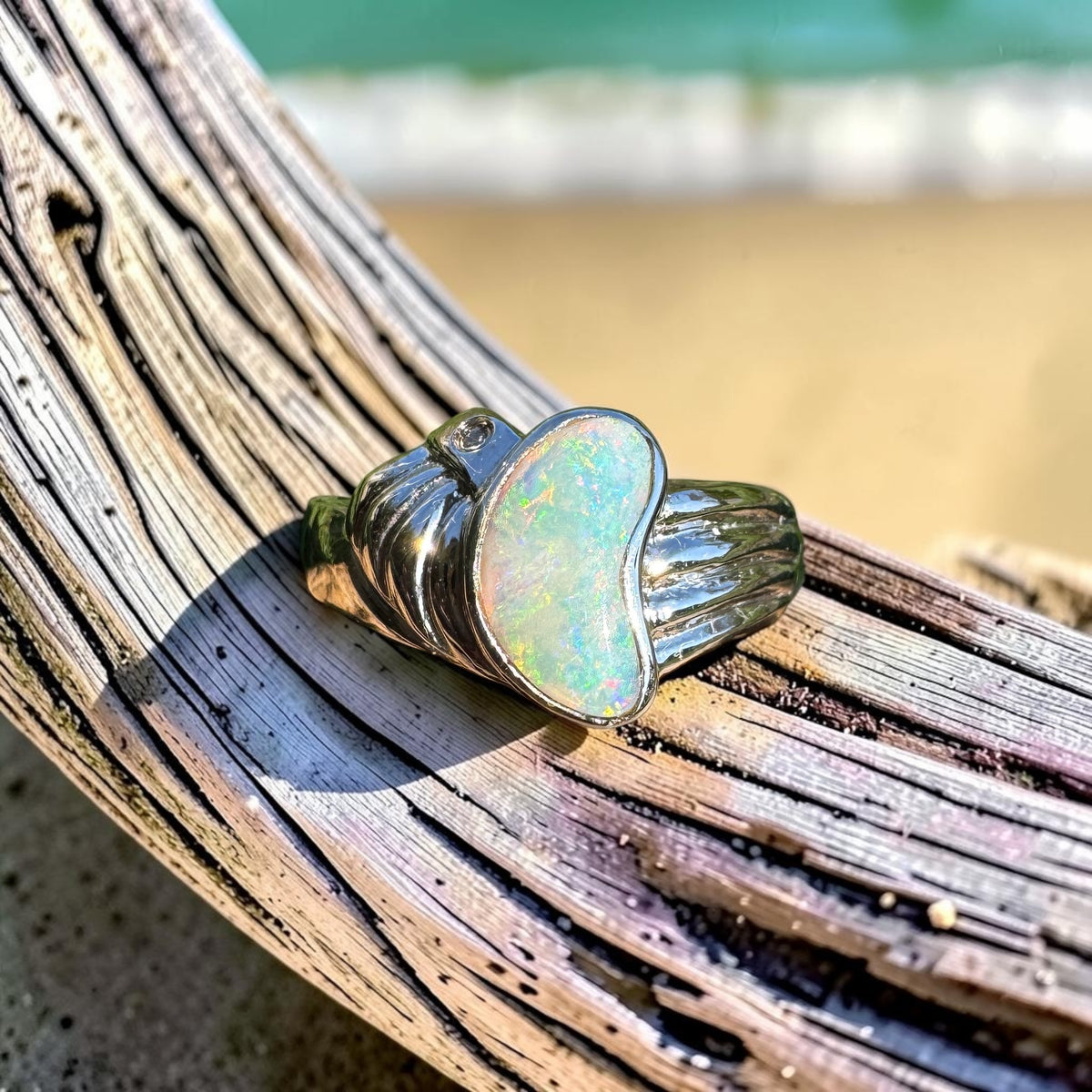 1ct Coober Pedy Opal Ring ~ 'Katoomba Colour' | 925 Sterling Silver | Solid Australian Opal