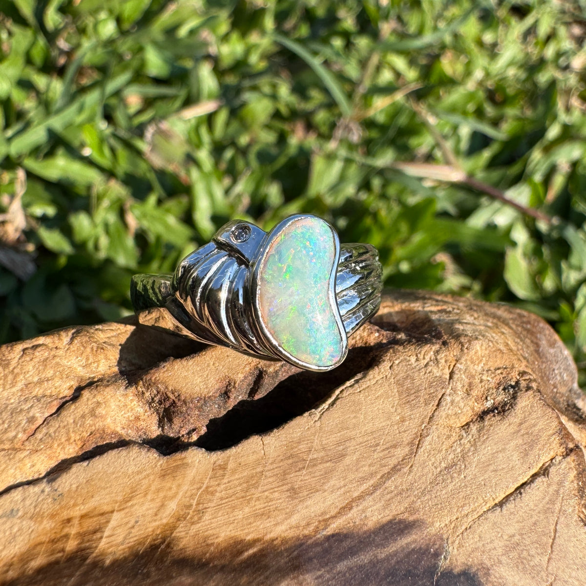 1ct Coober Pedy Opal Ring ~ 'Katoomba Colour' | 925 Sterling Silver | Solid Australian Opal