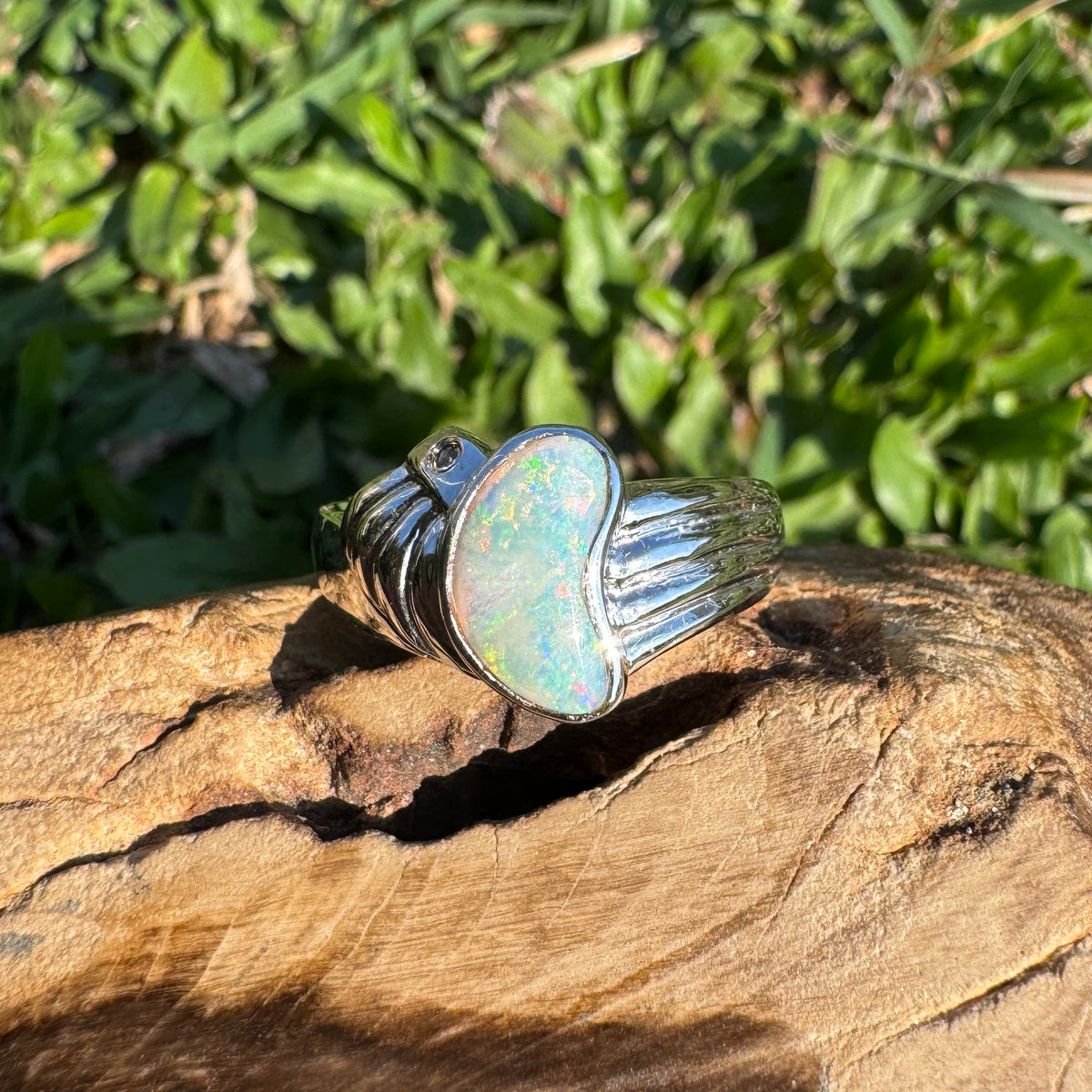 1ct Coober Pedy Opal Ring ~ 'Katoomba Colour' | 925 Sterling Silver | Solid Australian Opal