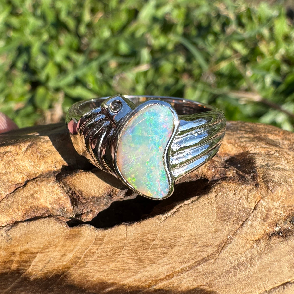 1ct Coober Pedy Opal Ring ~ 'Katoomba Colour' | 925 Sterling Silver | Solid Australian Opal