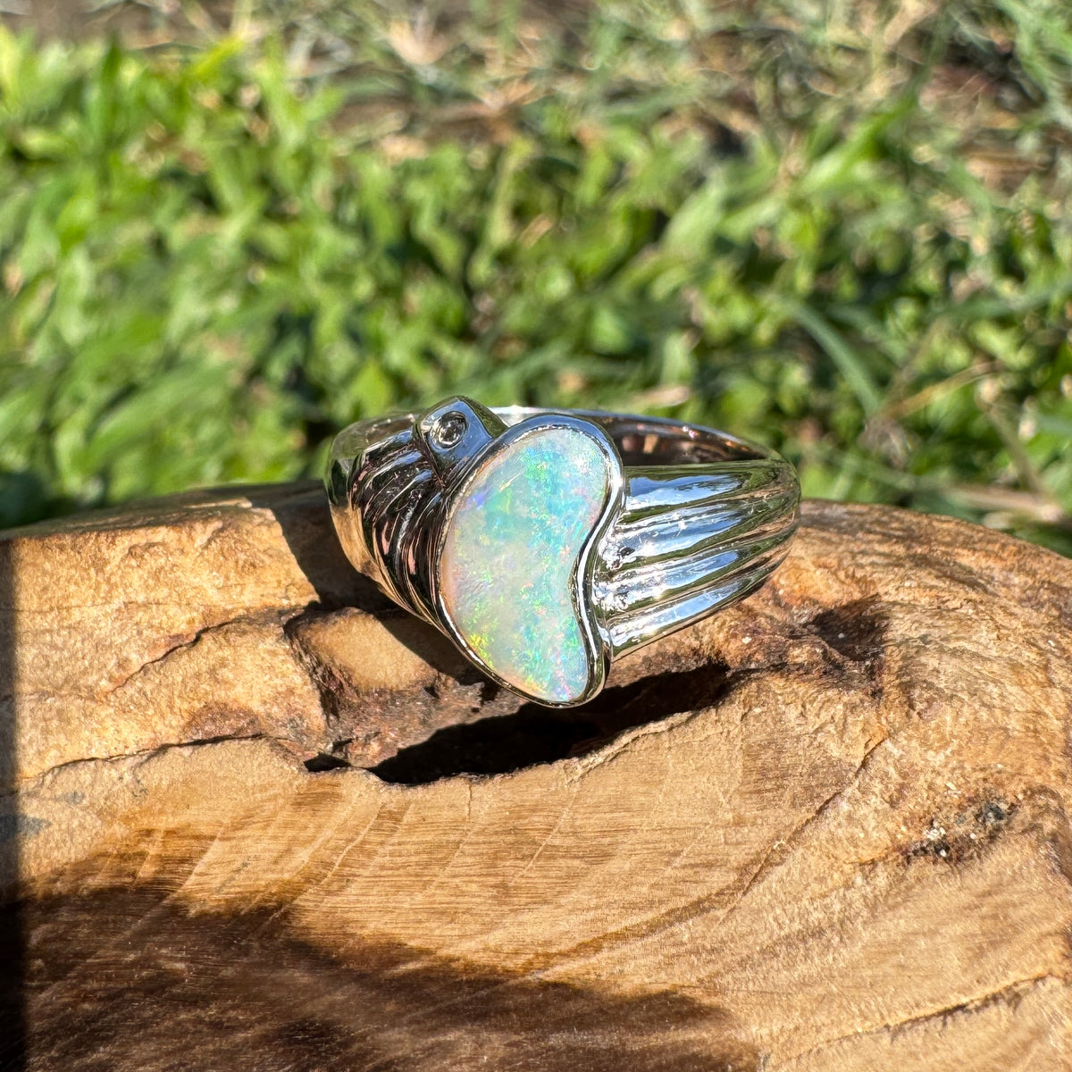1ct Coober Pedy Opal Ring ~ 'Katoomba Colour' | 925 Sterling Silver | Solid Australian Opal