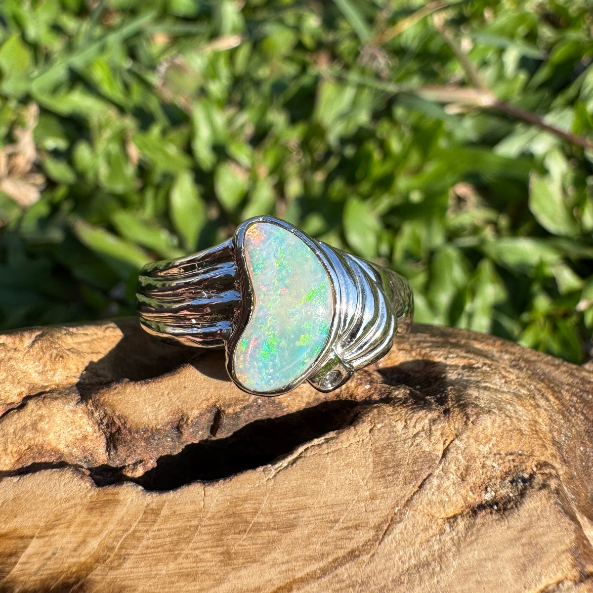 1ct Coober Pedy Opal Ring ~ 'Katoomba Colour' | 925 Sterling Silver | Solid Australian Opal