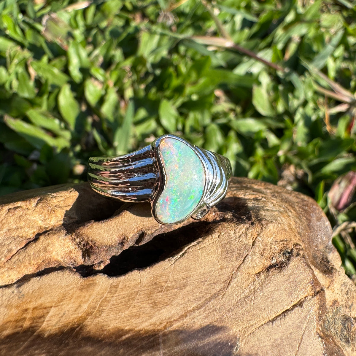 1ct Coober Pedy Opal Ring ~ 'Katoomba Colour' | 925 Sterling Silver | Solid Australian Opal
