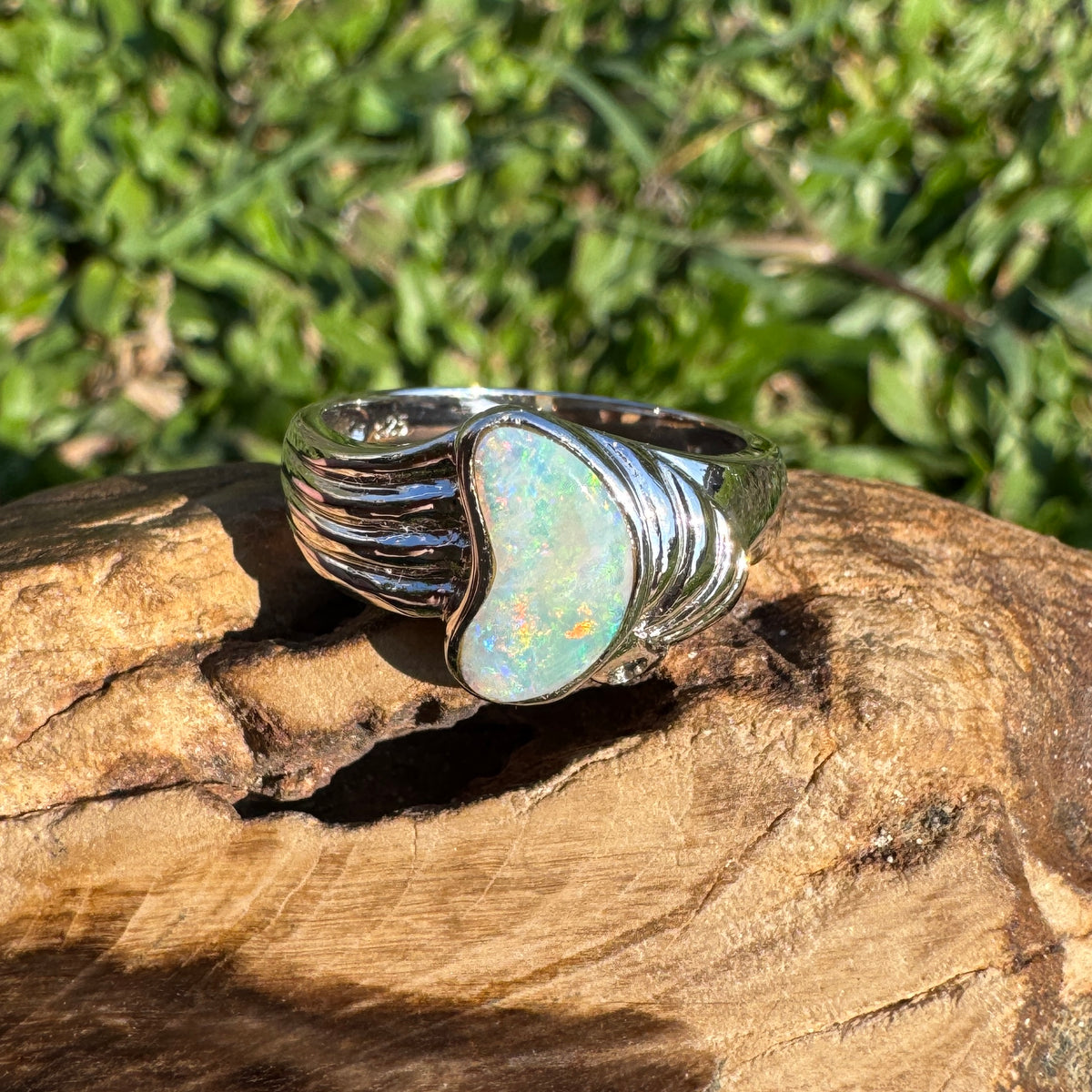 1ct Coober Pedy Opal Ring ~ 'Katoomba Colour' | 925 Sterling Silver | Solid Australian Opal