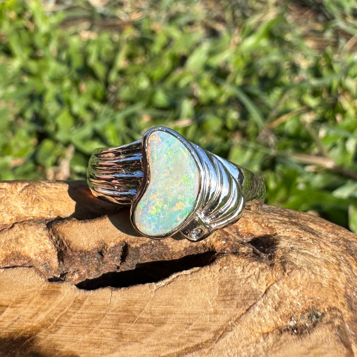 1ct Coober Pedy Opal Ring ~ 'Katoomba Colour' | 925 Sterling Silver | Solid Australian Opal