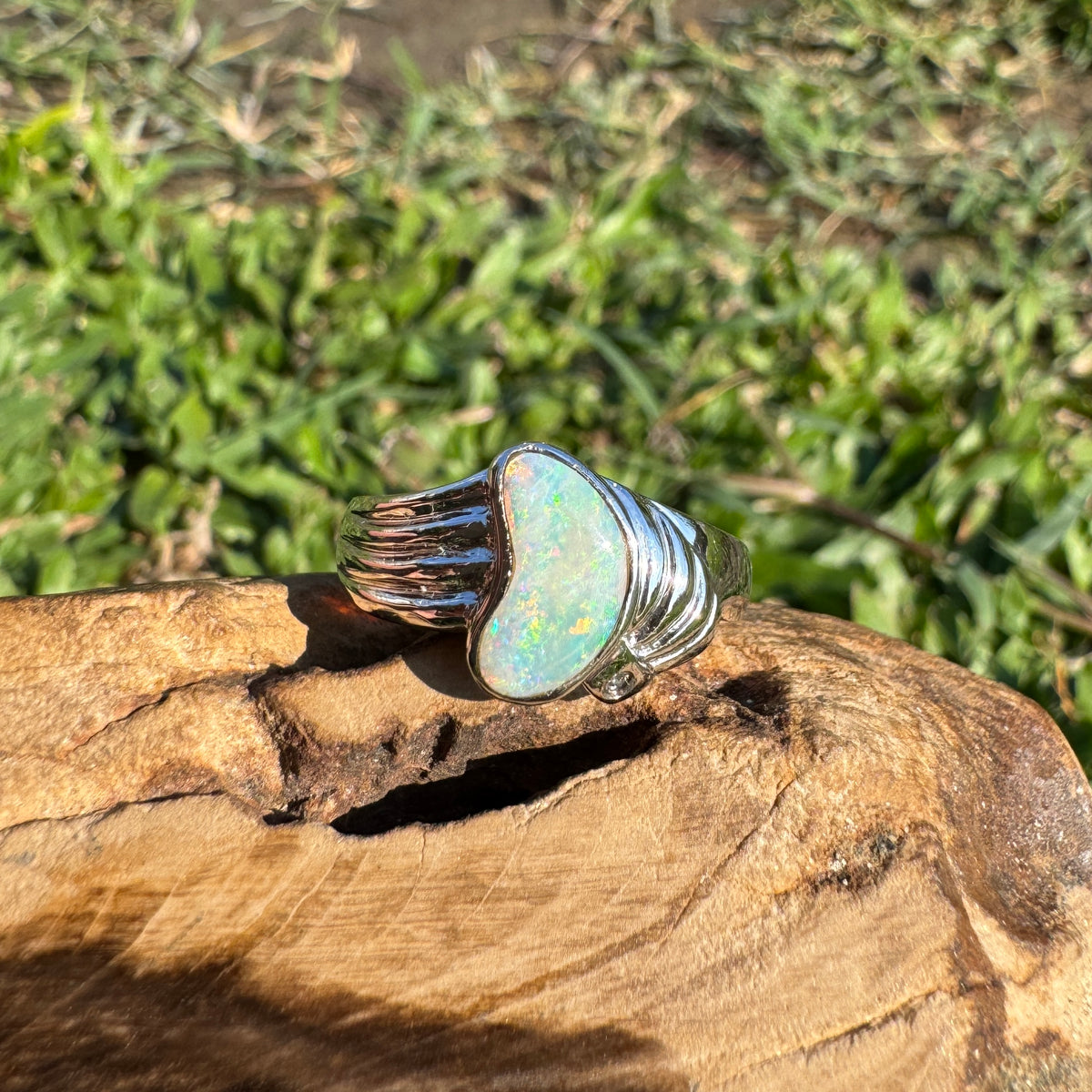 1ct Coober Pedy Opal Ring ~ 'Katoomba Colour' | 925 Sterling Silver | Solid Australian Opal