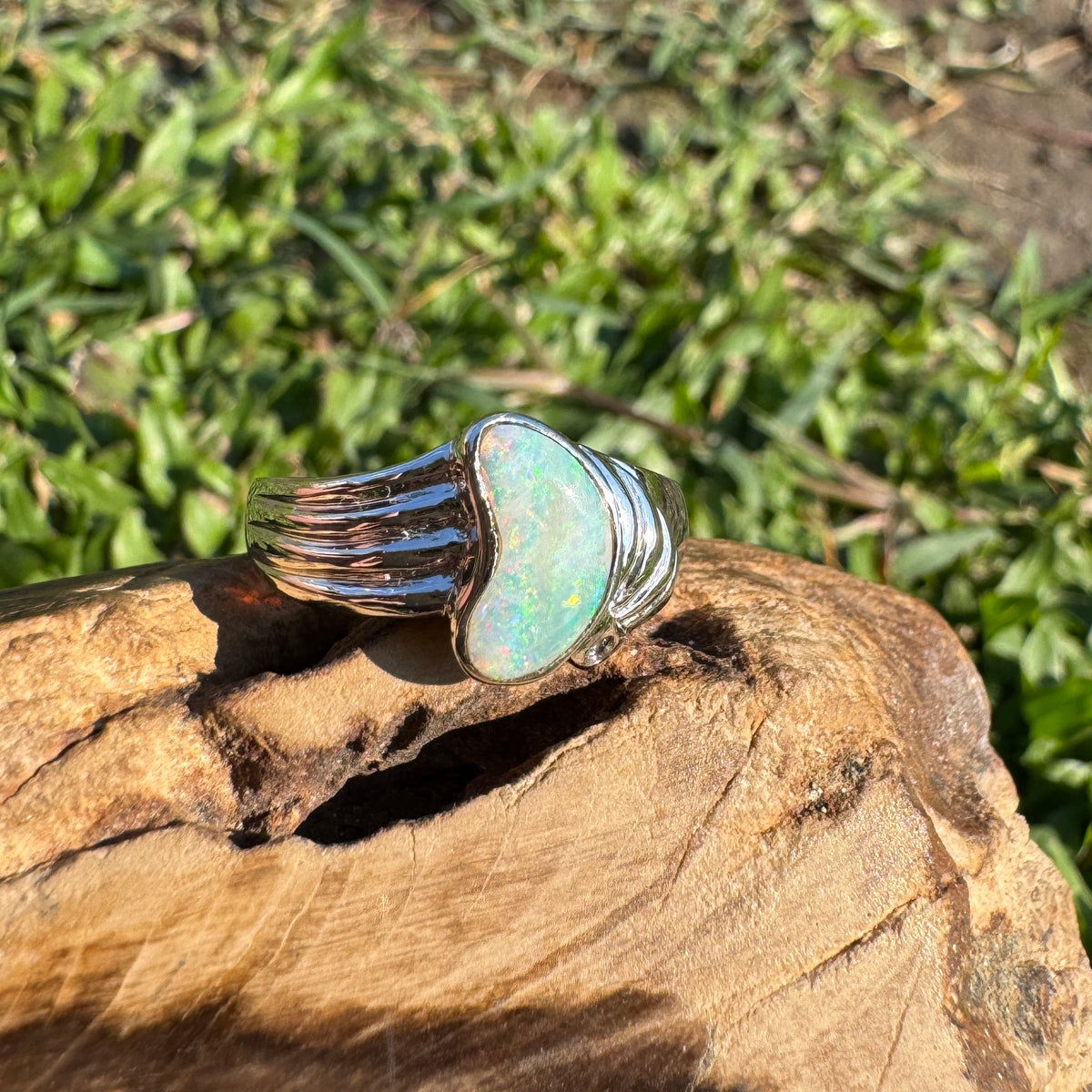 1ct Coober Pedy Opal Ring ~ 'Katoomba Colour' | 925 Sterling Silver | Solid Australian Opal